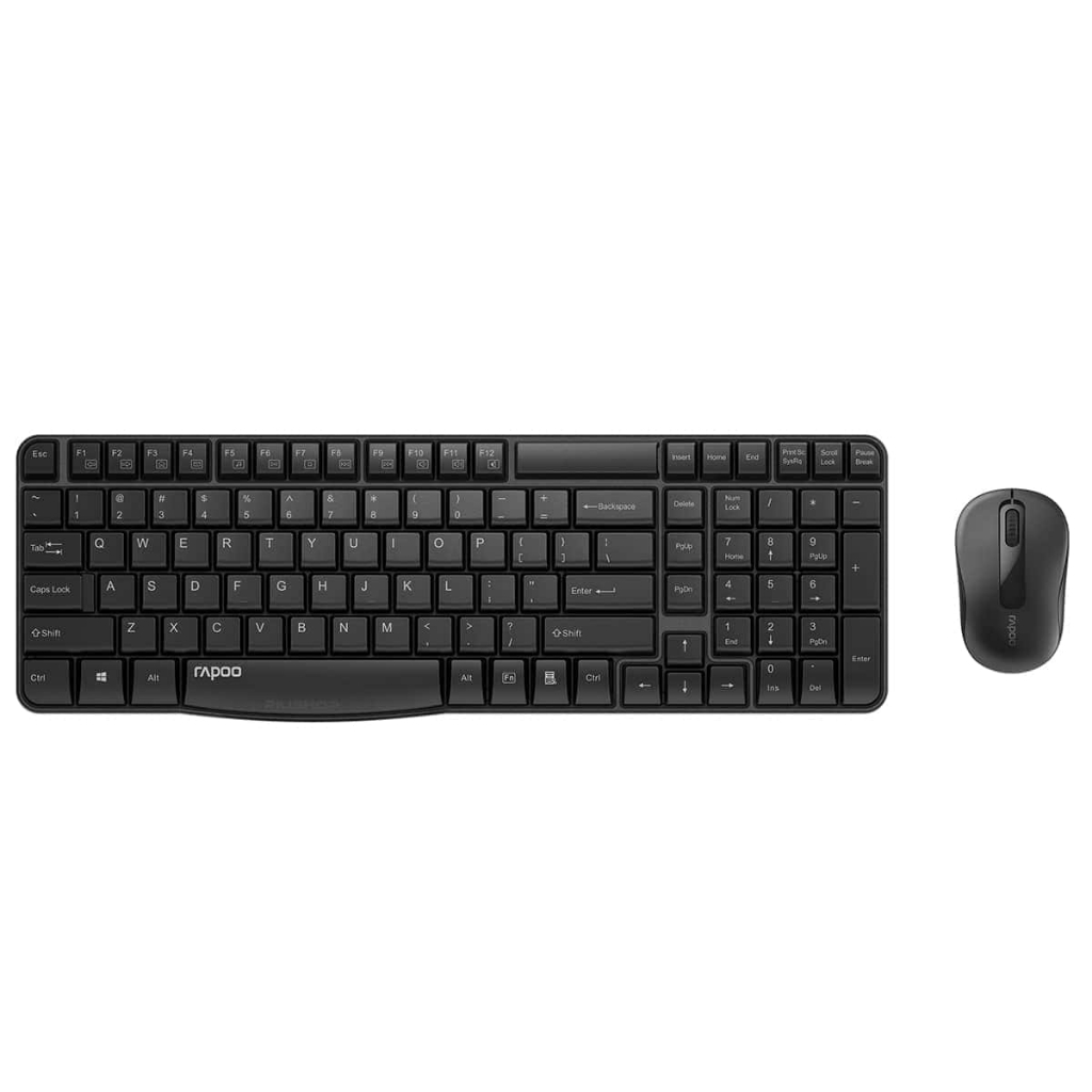 Kit Teclado e Mouse Sem Fio Rapoo Compacto Preto X1800S