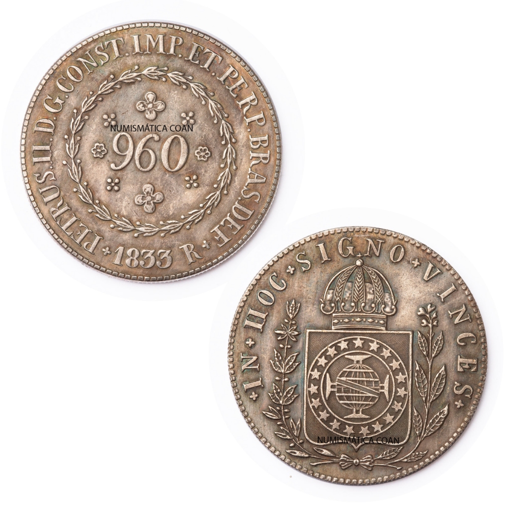Moeda 960 Réis 1833 - R - 40,1mm - Cópia