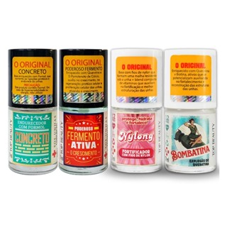 Kit Bases CONCRETO Endurecedor + FERMENTO Ativa Crescimento + BOMBATINA Explosão de Queratina + NYLONG Fortificador