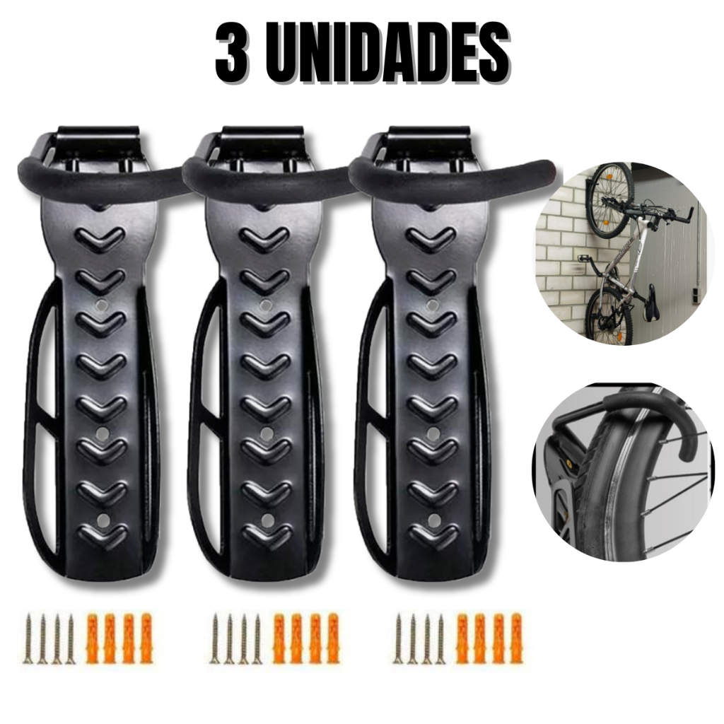 Kit 3 Suporte Parede Gancho Resistente Pendurar Bicicleta Bike Universal em Oferta na Shopee