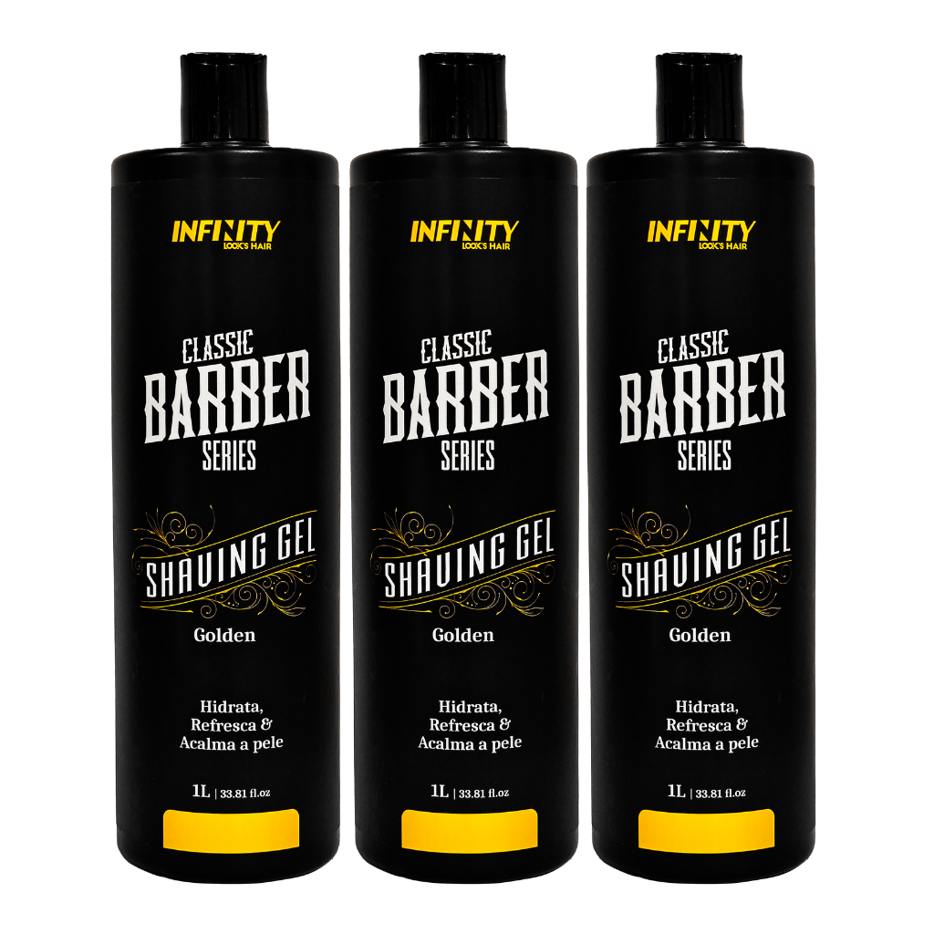 Gel de Barbear 1 Litro Shaving  Golden Fragrância Amadeirada INFINITY 3 Unidades