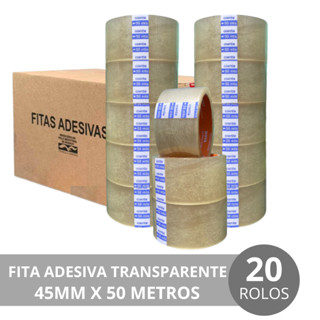 PROMOÇÃO 20 ROLOS DE FITA ADESIVA PARA FECHAR CAIXAS - DUREX TRANSPARENTE LARGO 45X50