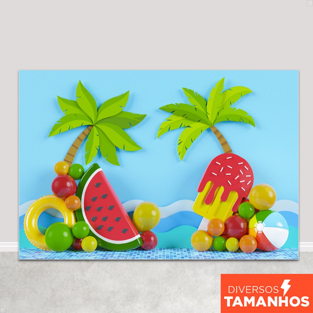Painel Fundo Fotográfico Praia Cenário Verão Smash Piscina Sublimado Em Tecido em Oferta na Shopee