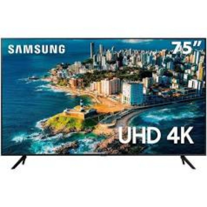 Smart TV 75" UHD 4K Samsung 75CU7700, Processador Crystal 4K, Samsung Gaming Hub, Visual Livre de Cabos, Tela sem limites, Alexa built in