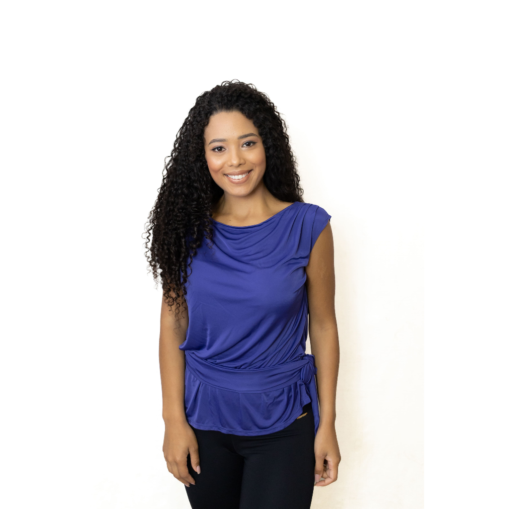 Blusinha Básica Feminina, Estilo Ombro a Ombro, Detalhe de Amarração de Laço na Lateral 50900