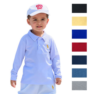 Camisa Gola Polo Manga Longa Tecido Piquet Bebê e Infantil Bordado Natal Ano Novo