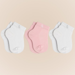 Kit Com 3 Pares de Meias Lupo Cano Curto Baby Infantil em Algodao Kids Lisa Sem Estampa