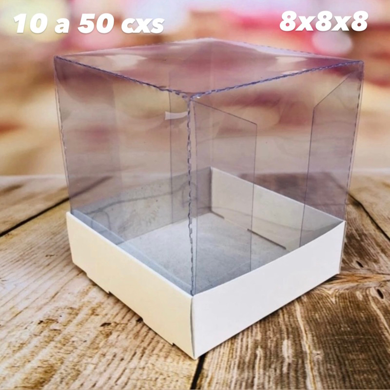 KIT caixas quadrada com visor acetato 10X10X10  branca cupcake mini bolo lembrancinha em Oferta na Shopee
