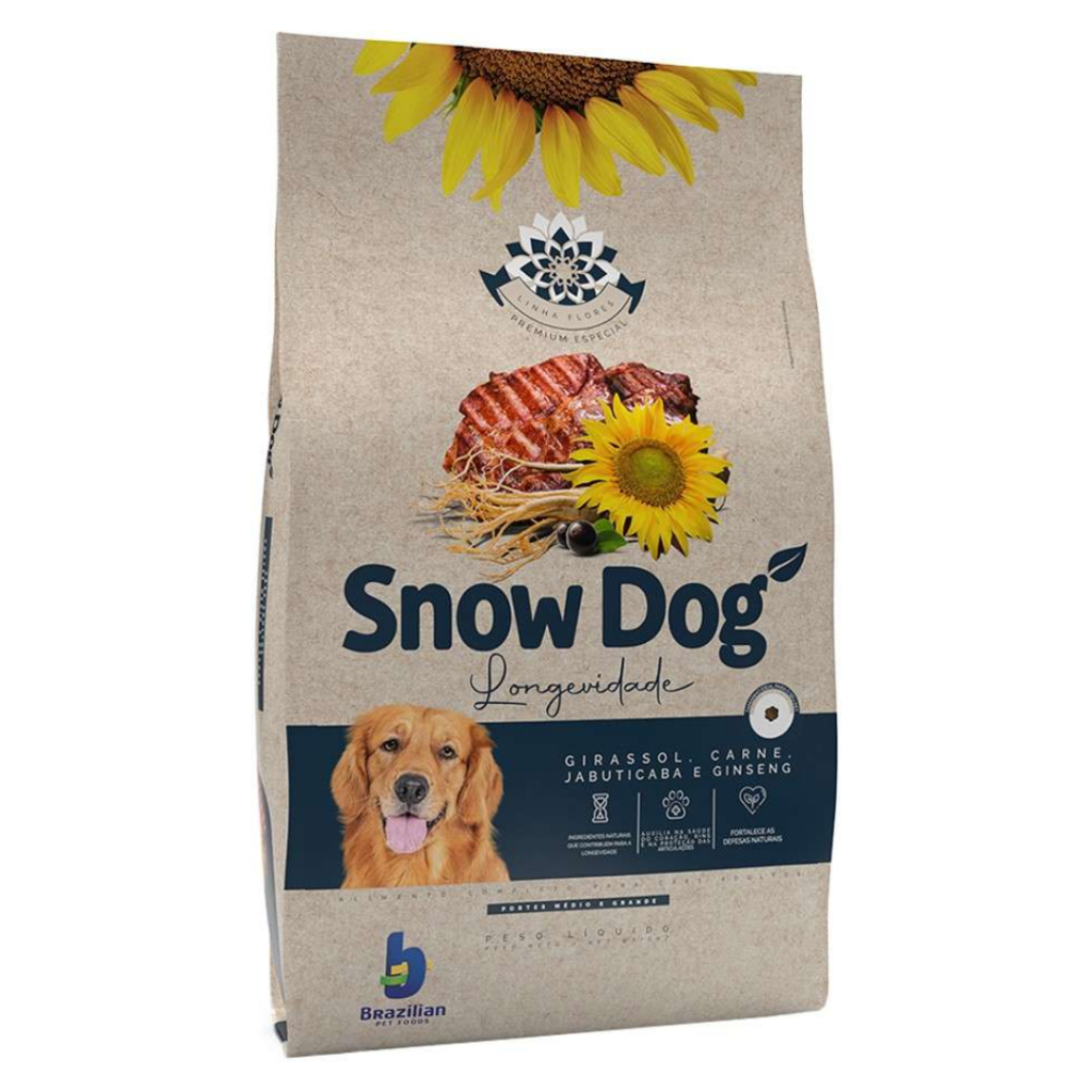 Ração Snow Dog Flores Longevidade Premium Especial para Cães Adultos Porte Médio e Grande 15 kg em Oferta na Shopee