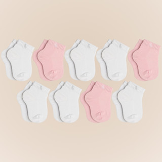 Kit Com 9 Pares de Meias Lupo Cano Curto Baby Infantil em Algodao Kids Lisa Sem Estampa