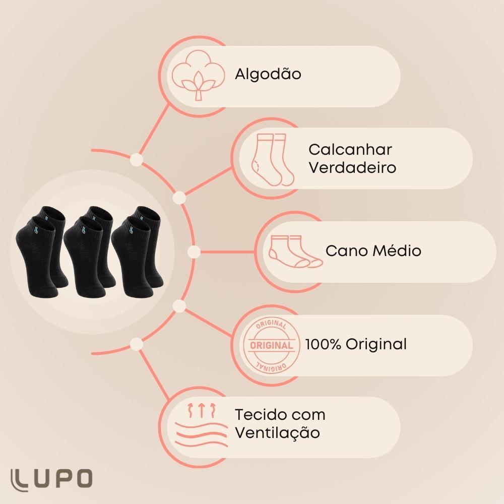 Detalhes do Kit De 9 Pares Meias Lupo Kids Infantil Cano Curto Algodão Tamanho 24 ao 35