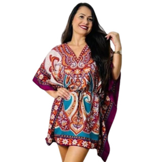 Bata Kaftan Curta Saida de Praia Varias Estampas Confortavel Boho Chic em Oferta na Shopee