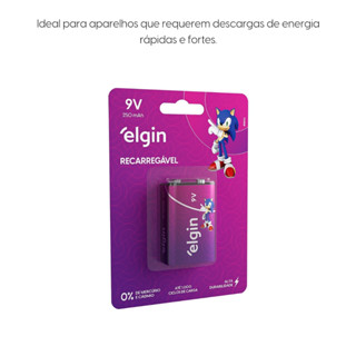 Bateria Recarregável 9V Elgin Bateria Pilha 9 Volts 250 mAh