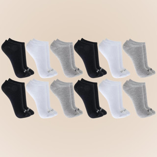 Kit Com 12 Pares Meias Soquete Mash Feminina E Masculina Cores Basicas