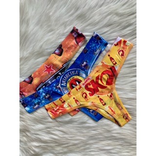 Calcinha Tanga Lingerie Feminina Estampada Cerveja Chocolate Adulto Conforto