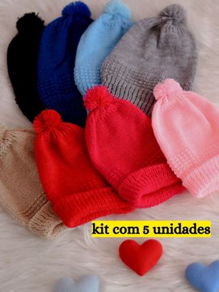Kit 5 Touca Bebe Recém Nascido Menina Saida  Maternidade Menino Frio RN a 4 Meses em Oferta na Shopee
