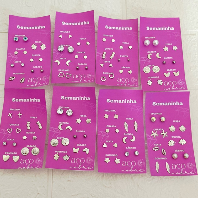 Semana De Brincos 100% Aço Inox Brincos Em Aço Conjunto Para Mulheres Delicados em Oferta na Shopee