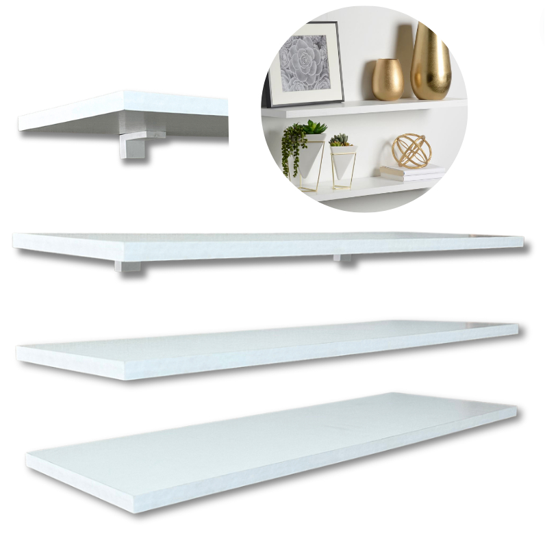 Kit PRATELEIRAS BRANCAS 70x20cm + Suporte de instalação - Decoração, quarto, Rack suspenso...