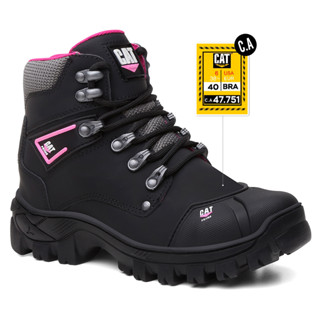 Bota Botina Feminina Em Couro Legitimo Bico Em PVC Com C.A