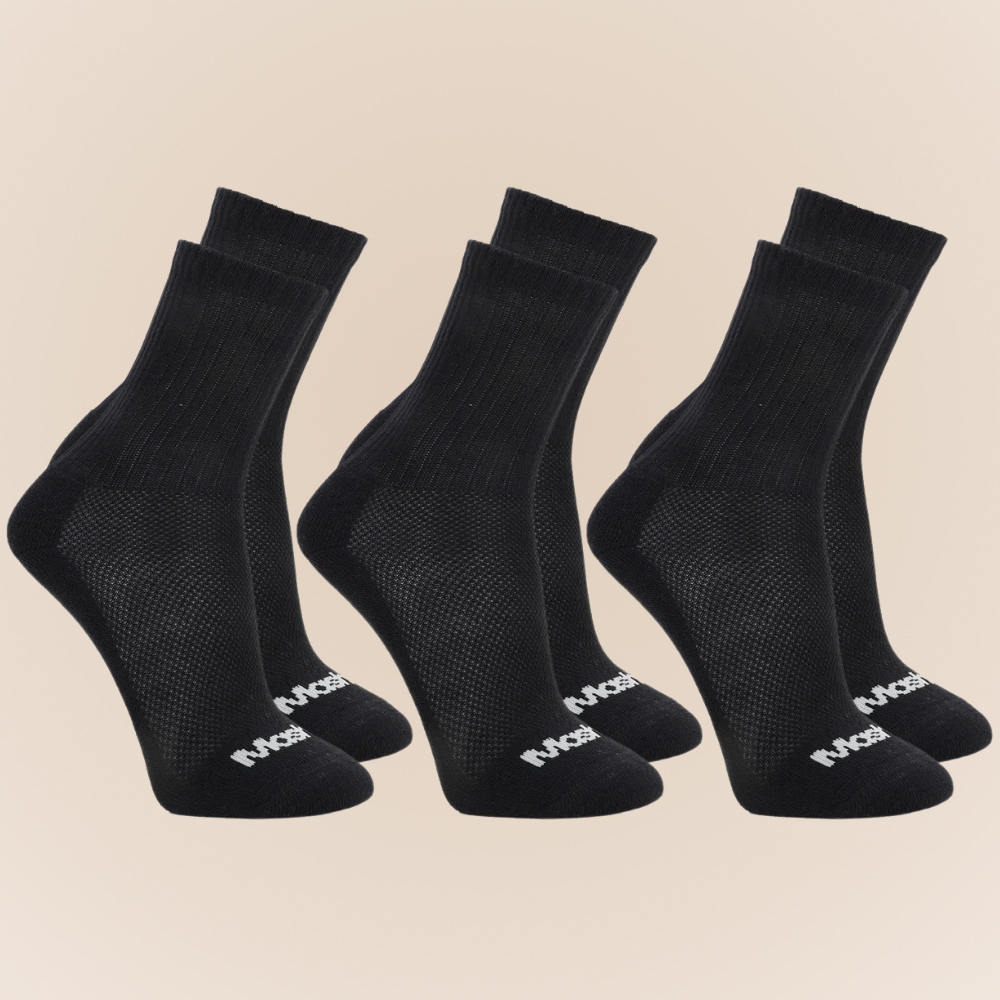 Kit Com 3 Pares De Meias Esportivas Mash Longa Em Algodao Modelo Cano Medio Para Corrida Caminhada em Oferta na Shopee