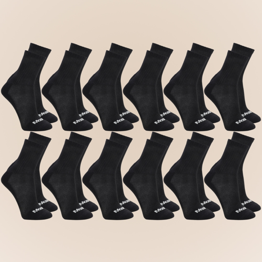 Kit 12 Pares De Meias Esportivas Mash Longa Em Algodao Cano Medio Unissex - Men Clothes
