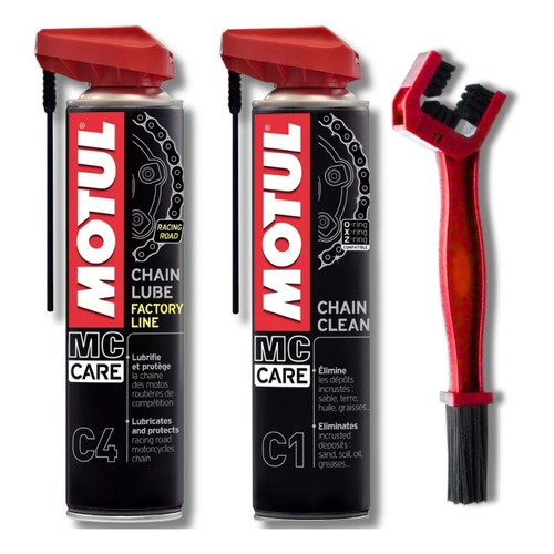 Kit Motul Limpa E Lubrifica Corrente C1 + C4 + Escova em Oferta na Shopee