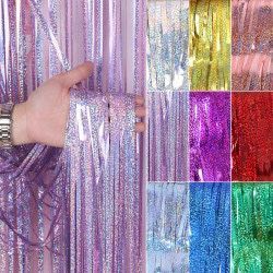 KIT 2 Cortinas Metalizada LASER para Festa 2M x 1M painel decoração fita metalizada - Diversas Cores em Oferta na Shopee