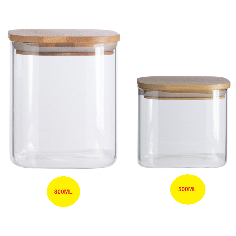 Pote Hermético Quadrado 800ml 500ml de Plástico para Armazenamento de Alimentos Grãos Cereais Bolachas Universal