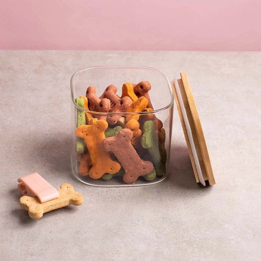 Pote Hermético Quadrado 800ml 500ml de Plástico para Armazenamento de Alimento Grãos Cereais Bolacha