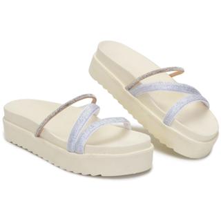 Sandália Rasteirinha Papete Feminina Birken Strass Verão