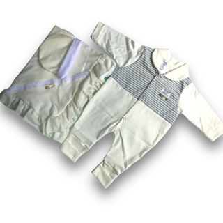 Saída maternidade 3 pçs menino 100% algodão em Oferta na Shopee