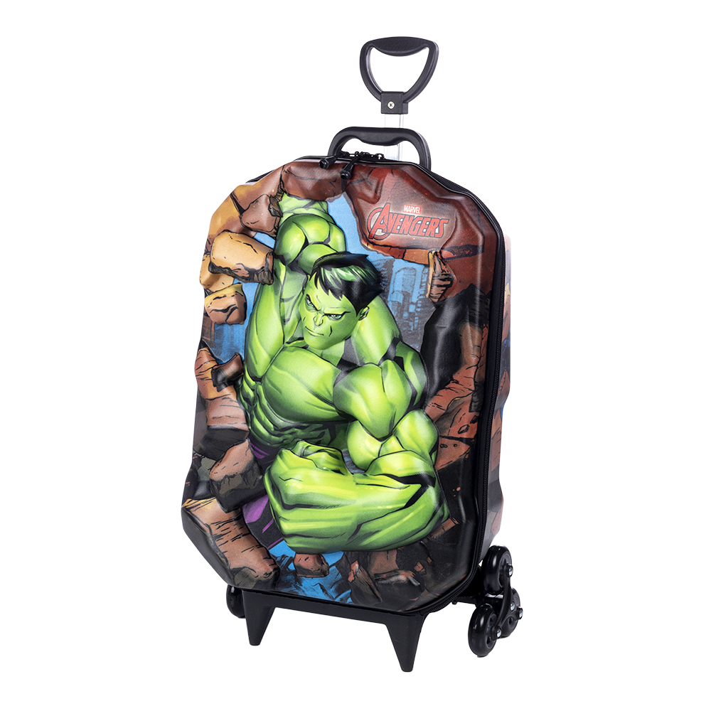 Mochila Escolar Infantil Marvel Sortidas Maxtoy Diplomata com Rodinha Tripla Homem Aranha / Hulk