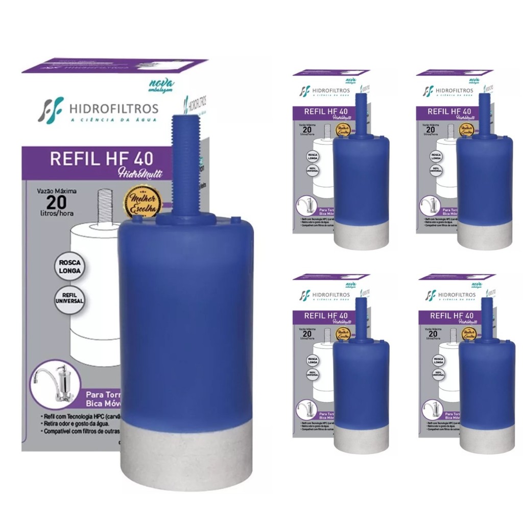 Kit 4 Refil Universal para Filtro Purificador de Torneira Bica Movel