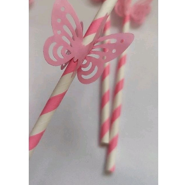 10 Canudos com Borboletas 3D