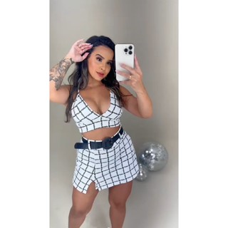 Conjunto Short Feminino e Cropped Blusinha com Bojo Bull c71