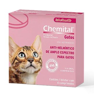 Vermífugo Chemital Para Gatos Chemitec 4 Comprimidos em Oferta na Shopee
