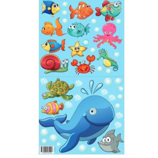 Adesivo Decorativo Para Quarto Banheiro Fundo do Mar Peixes Azul