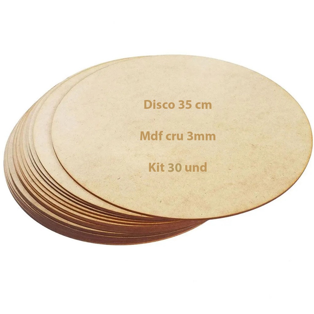 Kit 30 sousplat 35 cm disco mdf cru suplat bolacha madeira artesanato base mandala