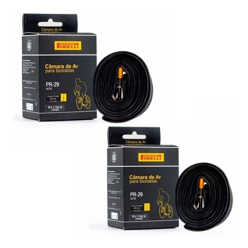 Par 2 Câmara Ar Pirelli Bike Bicicleta Mtb Aro 29 Presta 48mm Bico Fino