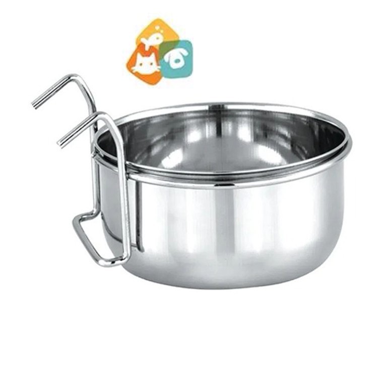 Comedouro Caneca Inox Pássaros Grande Gancho 300ml Chalesco em Oferta na Shopee