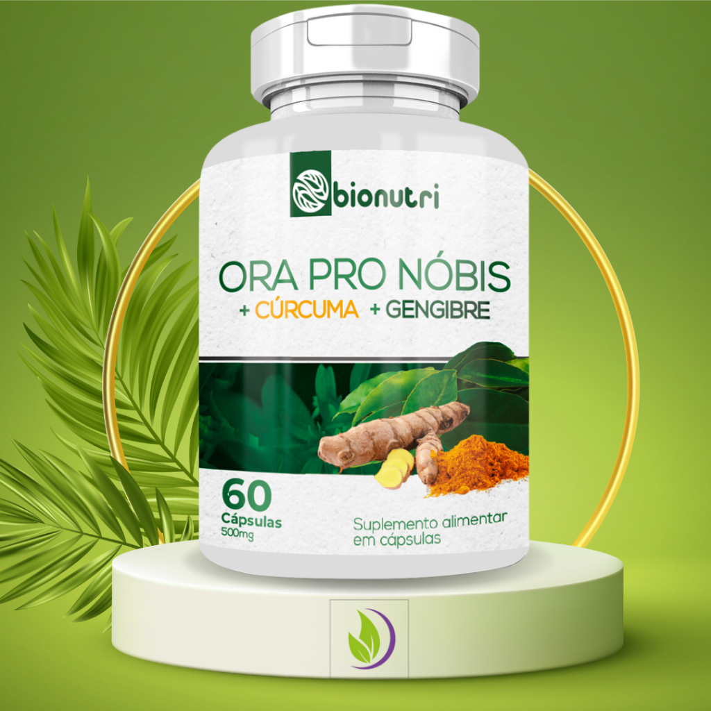 Ora Pro Nóbis e Genginbre e Cúrcuma Longa 60 Cápsulas 500mg Original Bionutri