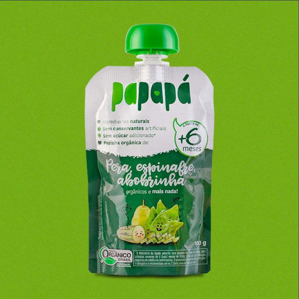 Papinha Squeeze Orgânica Papapá sabor Pera, Espinafre e Abobrinha - 100g