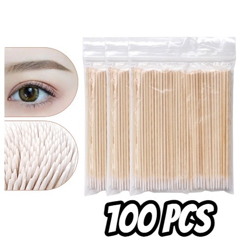Kit 100 Palitos/Sobrancelhas De Micropigmentação De Henna De Limpeza De Algodão