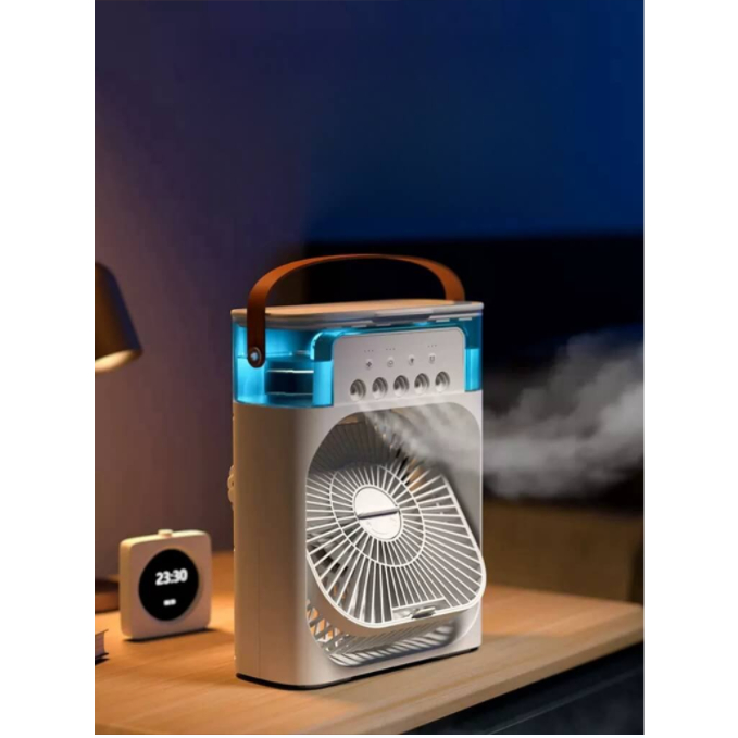 Mini Ar Condicionado Climatizador Umidificador Ventilador Agua E Gelo Com LED Portátil