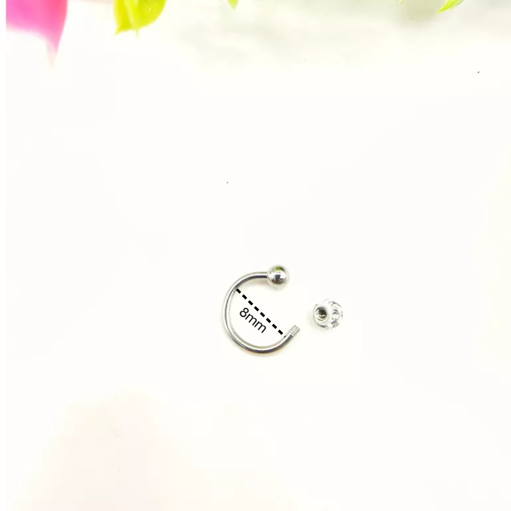 Kit 2 Piercing em Aço Cirúrgico Ferradura aço bolinha com strass muito estilo