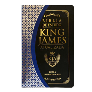 Bíblia Sagrada Para Homem e Mulher King James Modelo Preto e Azul Atualizada De Estudo Lateral Pintada Capa Pu Bicolor Linda Masculina/Feminina Letra Hipergigante Promoção