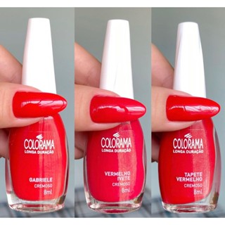 Kit 3 Esmalte Colorama Tons de Vermelho , Gabriele , Vermelho Ivete e Tapete Vermelho