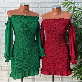 Vestido Virginia Elastec Estilo Tomara Que Caia Manga Longa Detalhe Na Manga