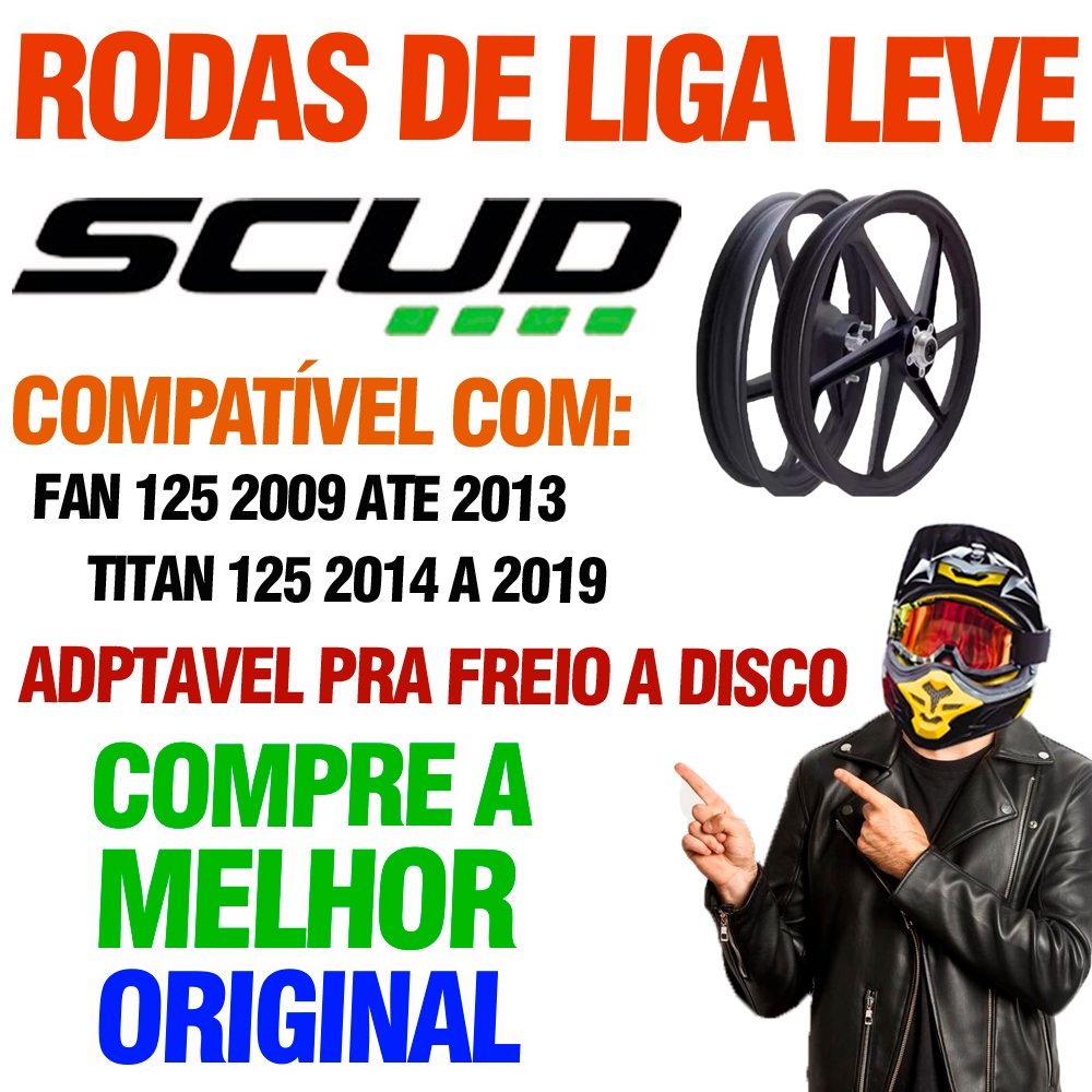 Rodão Liga Leve Fan 125 2009 Em Diante Freio A Disco Scud 6 Pontas · foto 2