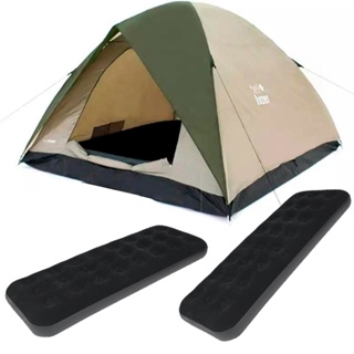 Kit Barraca Camping Araguaia para 6 Pessoas + 2 Colchões Infláveis de Solteiro em Oferta na Shopee